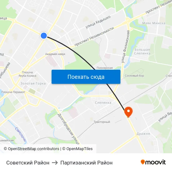 Советский Район to Партизанский Район map
