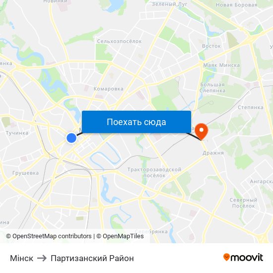 Мінск to Партизанский Район map
