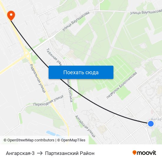 Ангарская-3 to Партизанский Район map
