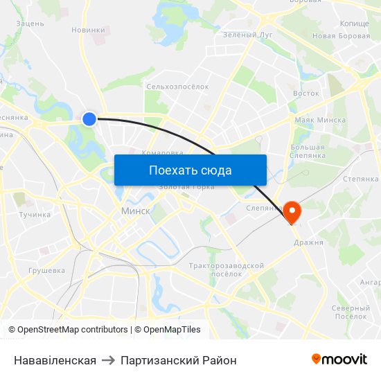 Нававіленская to Партизанский Район map