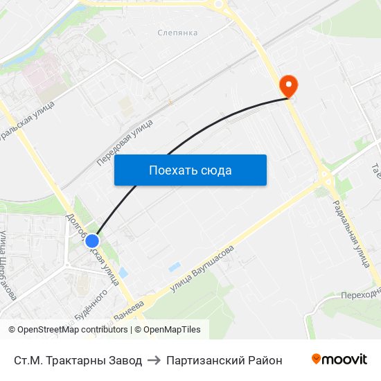 Ст.М. Трактарны Завод to Партизанский Район map