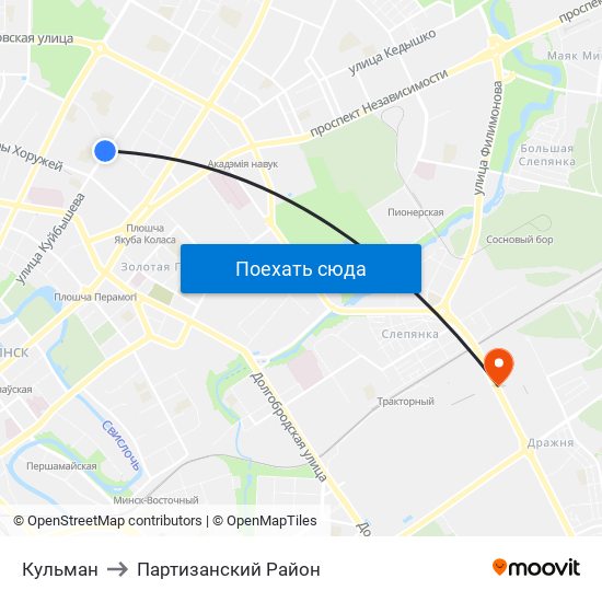 Кульман to Партизанский Район map