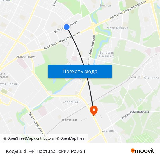 Кедышкі to Партизанский Район map