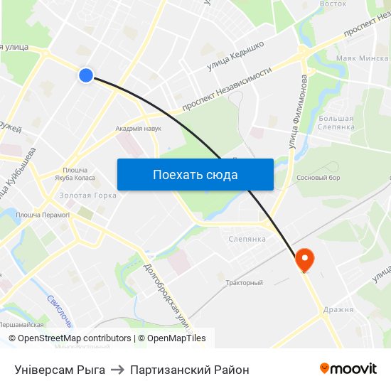 Універсам Рыга to Партизанский Район map