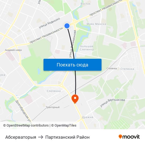 Абсерваторыя to Партизанский Район map