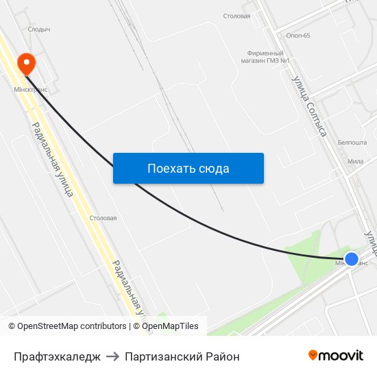 Прафтэхкаледж to Партизанский Район map
