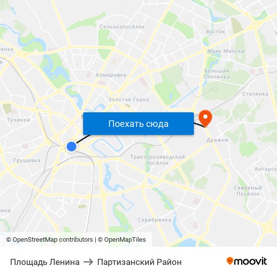 Площадь Ленина to Партизанский Район map