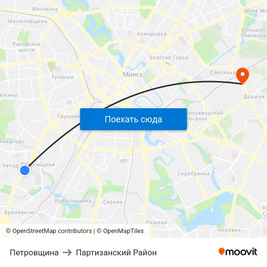 Петровщина to Партизанский Район map