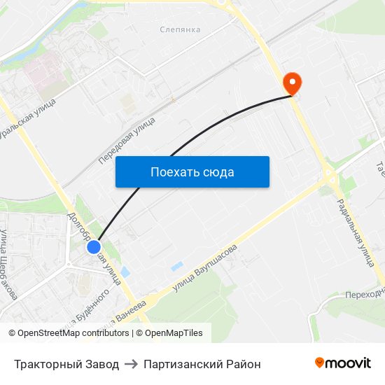 Тракторный Завод to Партизанский Район map