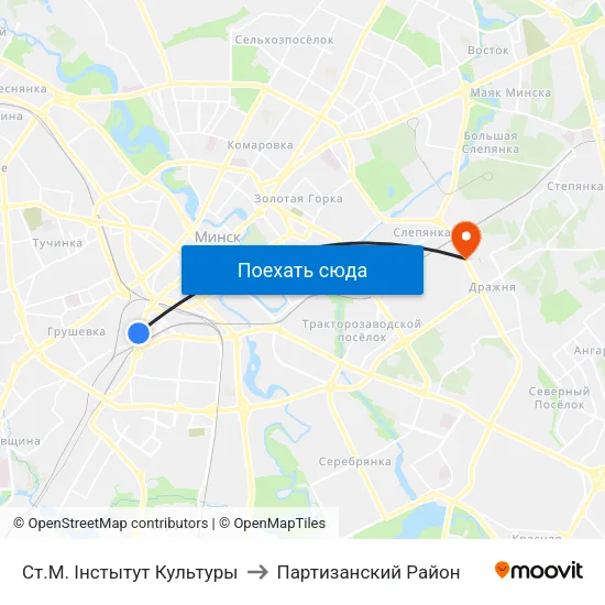 Ст.М. Інстытут Культуры to Партизанский Район map