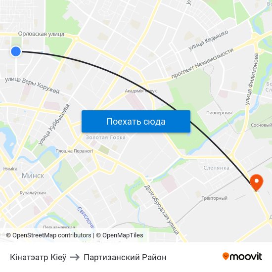 Кінатэатр Кіеў to Партизанский Район map