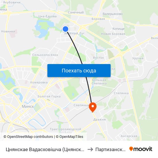 Цнянскае Вадасховішча (Цнянское Водохранилище) to Партизанский Район map