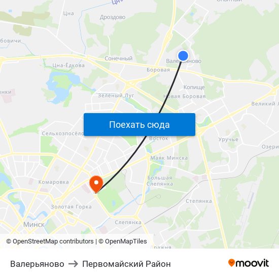 Валерьяново to Первомайский Район map