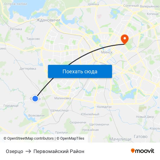 Озерцо to Первомайский Район map