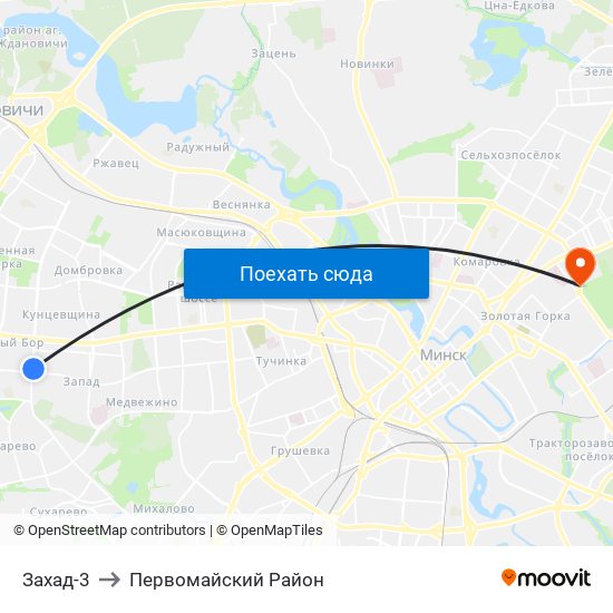 Захад-3 to Первомайский Район map