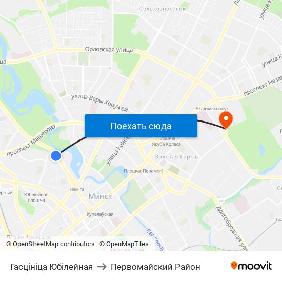 Гасцініца Юбілейная to Первомайский Район map