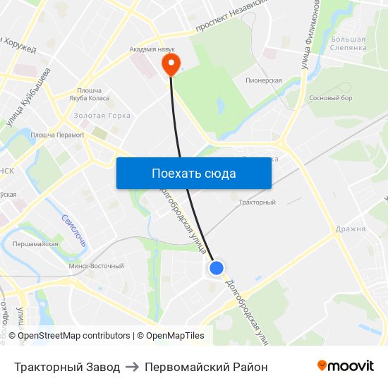 Тракторный Завод to Первомайский Район map