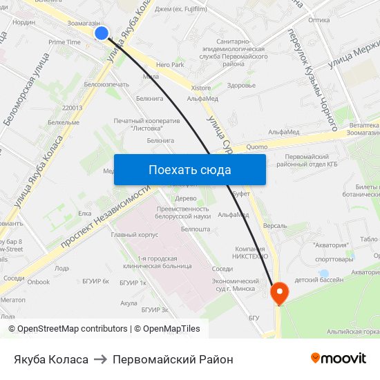 Якуба Коласа to Первомайский Район map