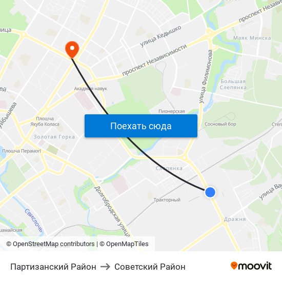 Партизанский Район to Советский Район map