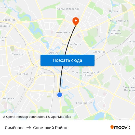 Сямёнава to Советский Район map