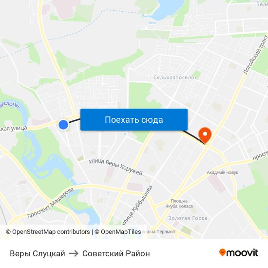 Веры Слуцкай to Советский Район map