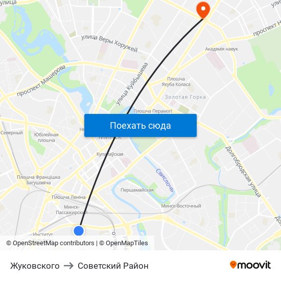 Жуковского to Советский Район map