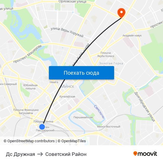 Дс Дружная to Советский Район map