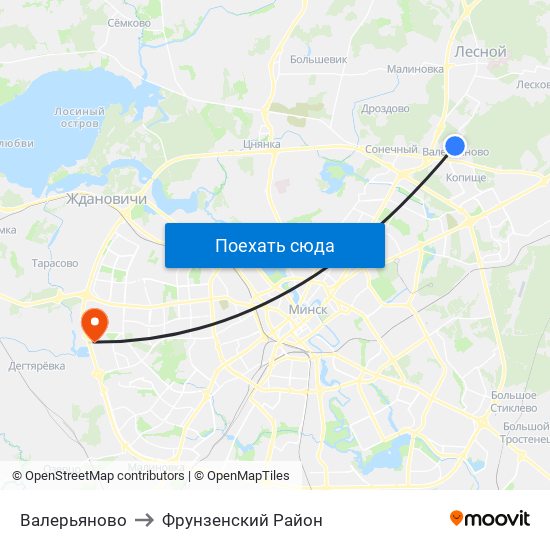 Валерьяново to Фрунзенский Район map