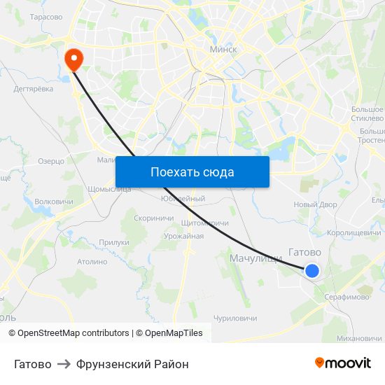 Гатово to Фрунзенский Район map