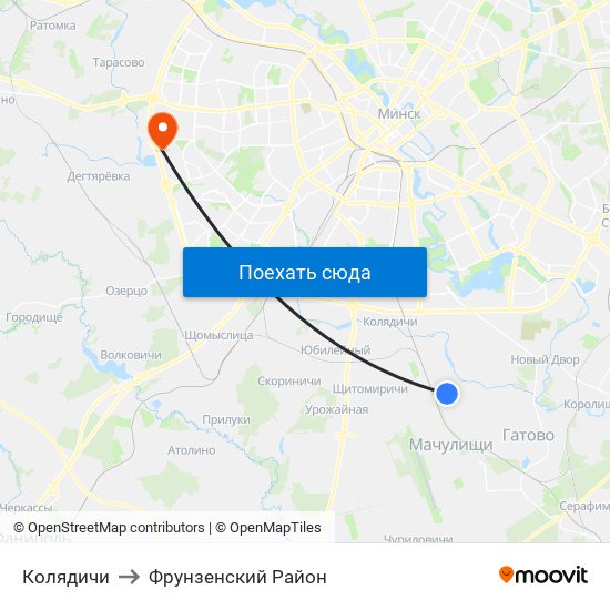Колядичи to Фрунзенский Район map