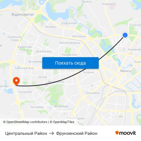 Центральный Район to Фрунзенский Район map