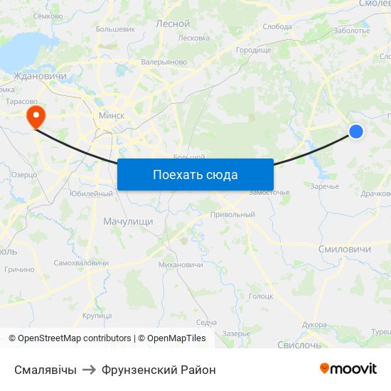 Смалявічы to Фрунзенский Район map