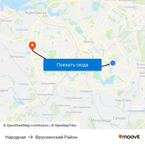 Народная to Фрунзенский Район map