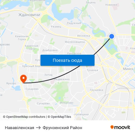 Нававіленская to Фрунзенский Район map