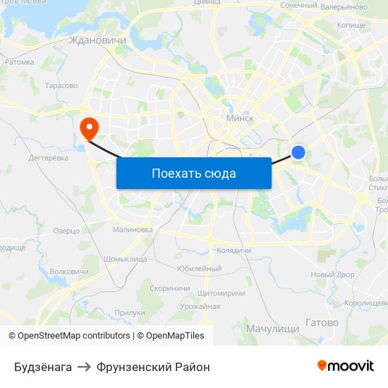 Будзёнага to Фрунзенский Район map