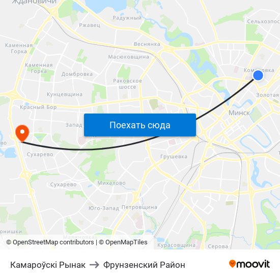 Камароўскі Рынак to Фрунзенский Район map