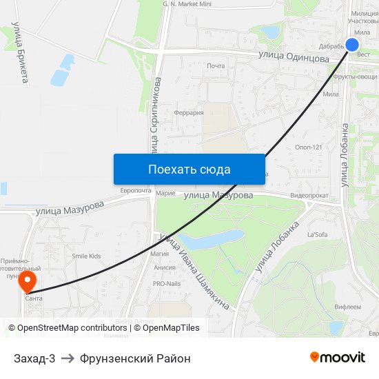 Захад-3 to Фрунзенский Район map