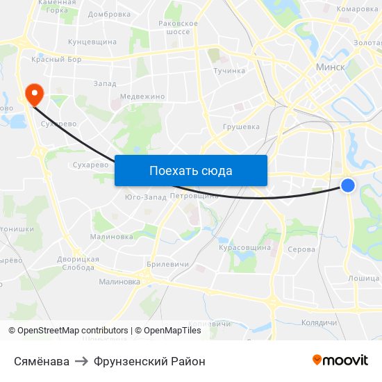 Сямёнава to Фрунзенский Район map