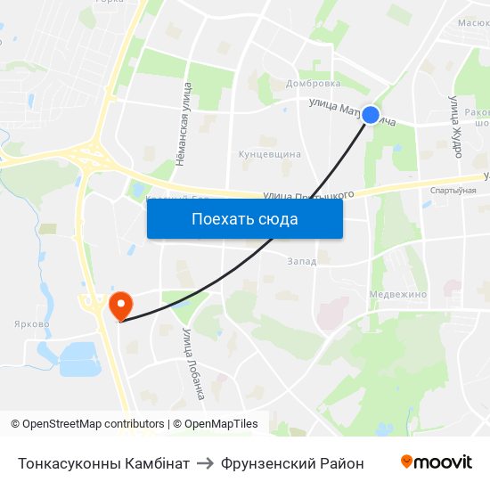 Тонкасуконны Камбінат to Фрунзенский Район map