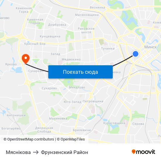 Мяснікова to Фрунзенский Район map