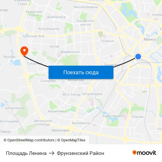 Площадь Ленина to Фрунзенский Район map