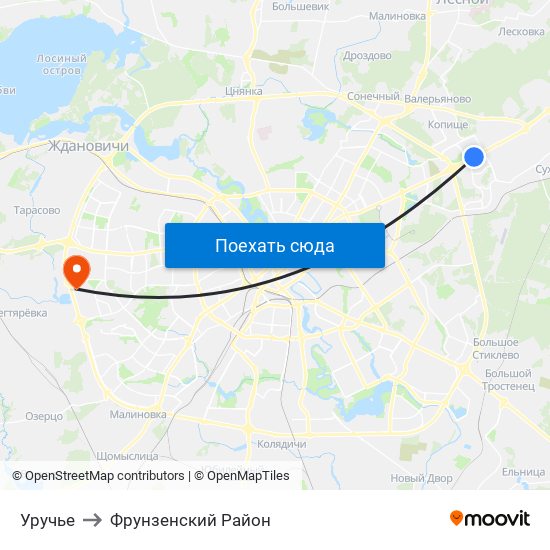 Уручье to Фрунзенский Район map