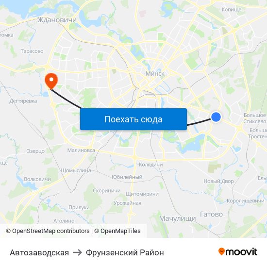 Автозаводская to Фрунзенский Район map