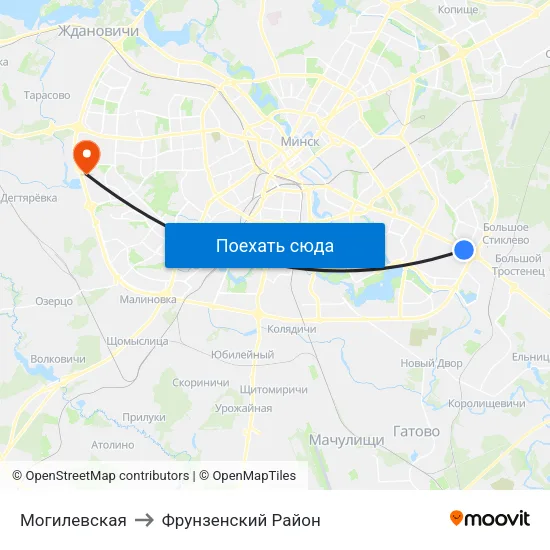 Могилевская to Фрунзенский Район map