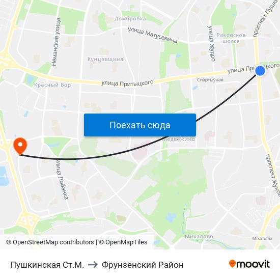 Пушкинская Ст.М. to Фрунзенский Район map