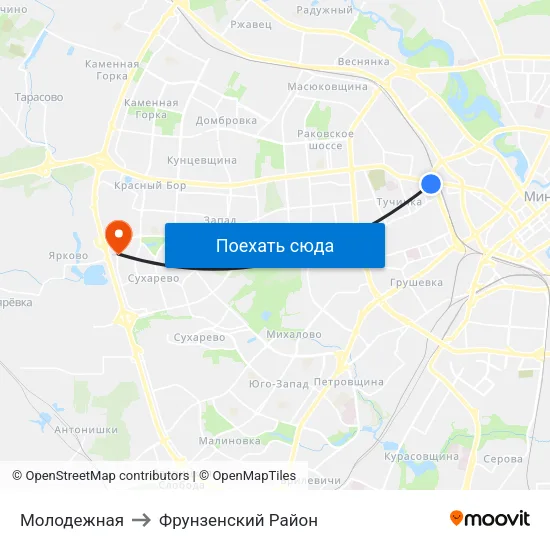 Молодежная to Фрунзенский Район map