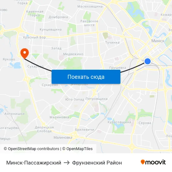 Минск-Пассажирский to Фрунзенский Район map