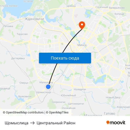 Щомыслица to Центральный Район map