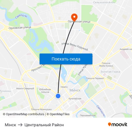 Мінск to Центральный Район map
