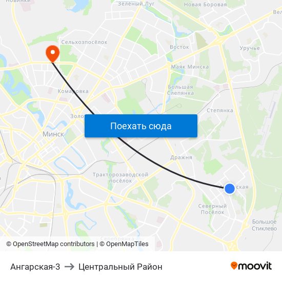 Ангарская-3 to Центральный Район map
